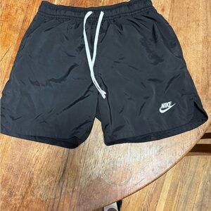 Nike Black Mesh Lined Athletic Shorts with White Logo